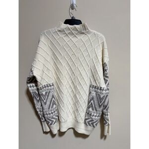 Mainstrip Turtleneck Beige Sweater Gray Long Sleeves Ladies Large